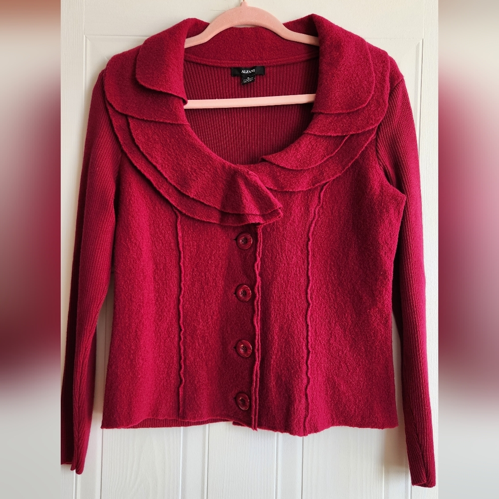 ALFANI Merino Structured Knit Blazer Cardigan